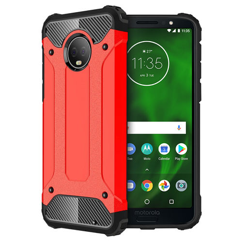 Military Defender Shockproof Case for Motorola Moto G6 Plus - Red